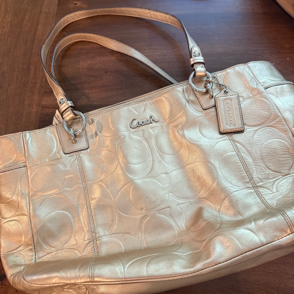 Coach Metallic Gold Monogram C Purse